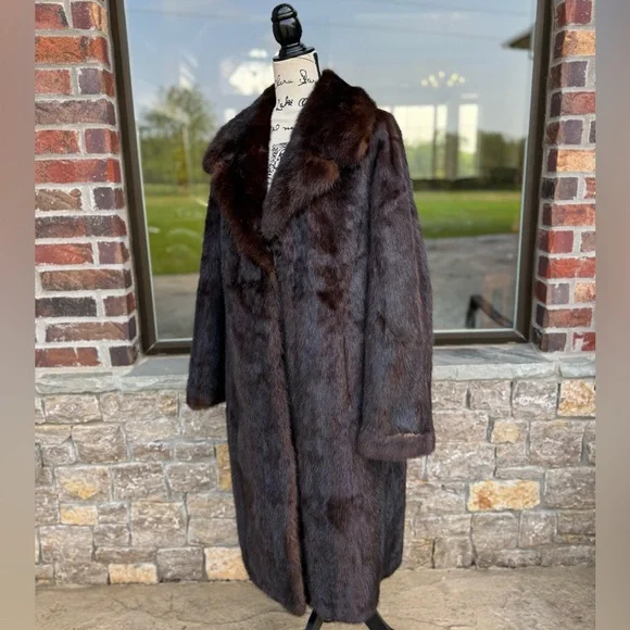 Vintage Mahogany Mink Fur Over Coat Real Fur Coat Brown - Picture 8 of 11
